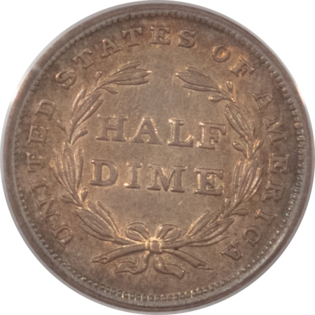 CAC Approved Coins 1837 SEATED LIBERTY HALF DIME, NO STARS, SMALL DATE – PCGS AU-58, CAC APPROVED!
