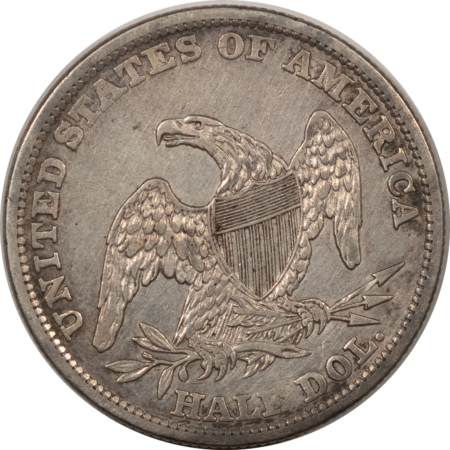 Early Halves 1839 CAPPED BUST HALF DOLLAR, LARGE LETTERS – VIRTUALLY UNC, BUT HARSHLY CLEANED