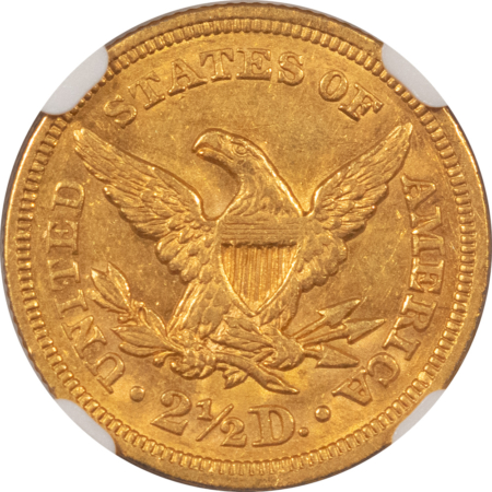 $2.50 1852 $2.50 LIBERTY GOLD, NGC AU-58, LUSTROUS W/ A  MINT STATE “LOOK”!