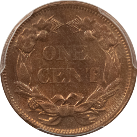 Flying Eagle 1858 FLYING EAGLE CENT, LARGE LETTERS – PCGS MS-62, ATTRACTIVE W/ CHOICE LOOK!