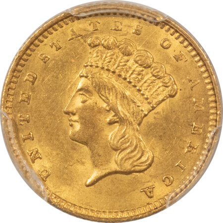 $1 1861 $1 GOLD DOLLAR – PCGS MS-62, POPULAR CIVIL WAR DATE!