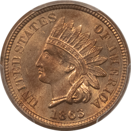 Indian 1863 INDIAN CENT – PCGS MS-63, FLASHY PREMIUM QUALITY!