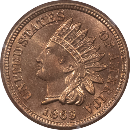 CAC Approved Coins 1863 INDIAN CENT – PCGS MS-64, LOOKS 64+, OLD GREEN HOLDER, PQ AND CAC APPROVED!