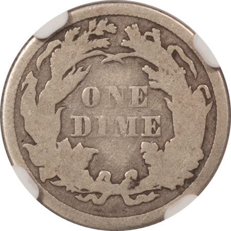 Liberty Seated Dimes 1865 SEATED LIBERTY DIME – NGC G-6, RARE, LOW MINTAGE CIVIL WAR DATE!