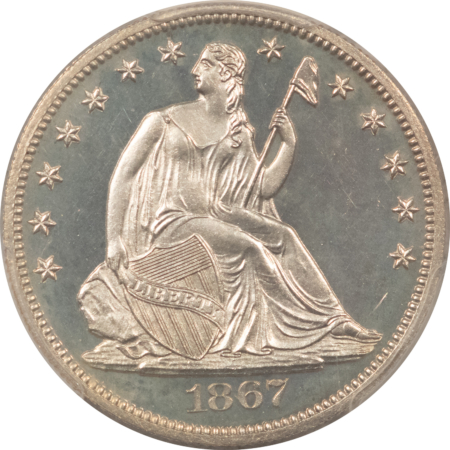 Liberty Seated Halves 1867 PROOF SEATED LIBERTY HALF DOLLAR PCGS PR-65 CAM WHITE CAMEO GEM GREAT LOOK!