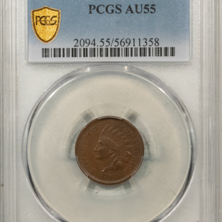 Indian 1869/69 INDIAN CENT, S-3 – PCGS AU-55, NICE SMOOTH BROWN (VARIETY NOT ON HOLDER)