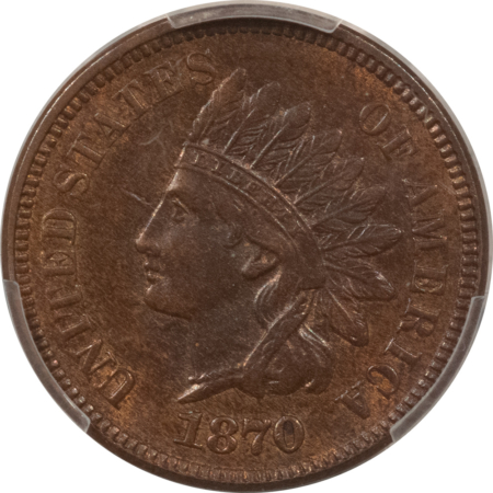 Indian 1870 INDIAN CENT – PCGS MS-62 BN, TRACES OF RED & PQ!