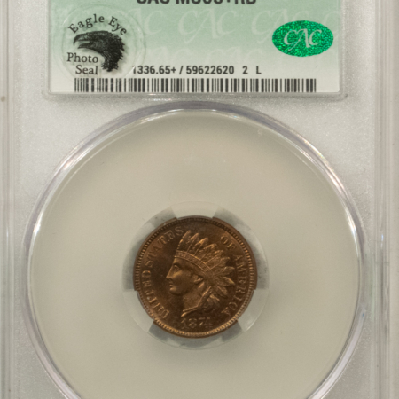 CAC Approved Coins 1874 INDIAN CENT, EAGLE EYE – CACG MS-65+ RB, PREMIUM QUALITY & CAC APPROVED!
