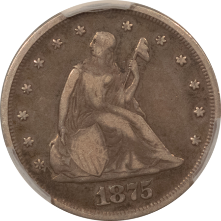 CAC Approved Coins 1875 TWENTY CENT PIECE – CACG VG-10, NICE ORIGINAL, CAC APPROVED!