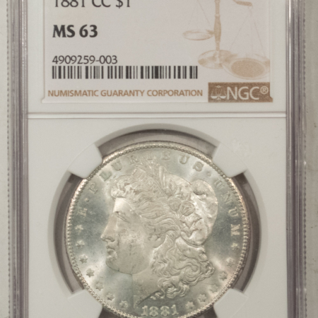 Morgan Dollars 1881-CC $1 MORGAN DOLLAR – NGC MS-63, CARSON CITY!