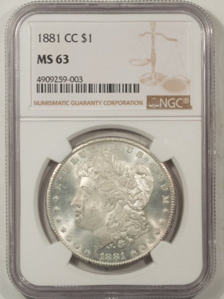 Morgan Dollars 1881-CC $1 MORGAN DOLLAR – NGC MS-63, CARSON CITY!