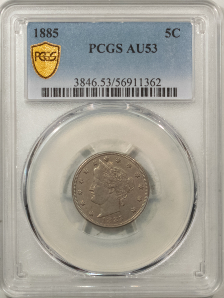 Liberty Nickels 1885 LIBERTY NICKEL – PCGS AU-53, FRESH, HIGH GRADE KEY-DATE!