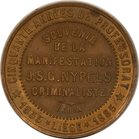 Exonumia 1885 FRANCE JETON SOUVENIR TOKEN, MANIFESTATION JSG NYPELS CRIMINALISTE NICE UNC
