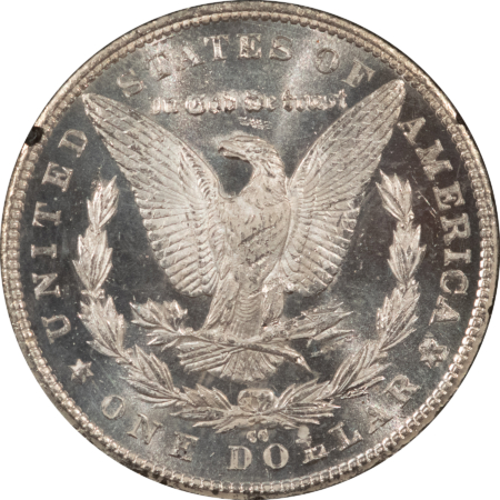 Morgan Dollars 1885-CC $1 MORGAN DOLLAR GSA – NGC MS-63 PL, PREMIUM QUALITY BLAZER! BOX/CARD