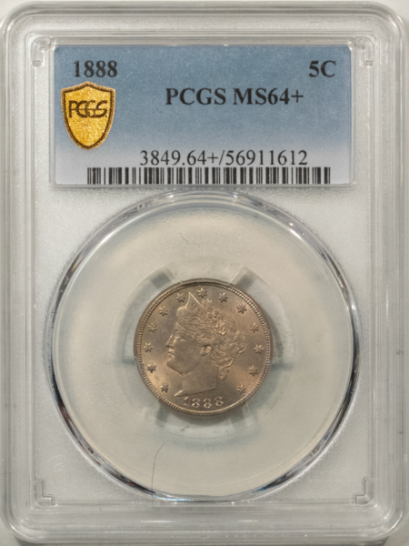 Liberty Nickels 1888 LIBERTY NICKEL – PCGS MS-64+ PRETTY & VIRTUALLY GEM!