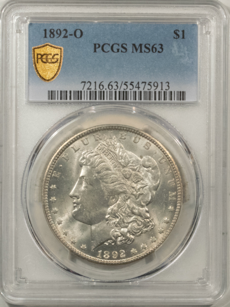Morgan Dollars 1892-O $1 MORGAN DOLLAR – PCGS MS-63, FRESH WHITE & CHOICE!