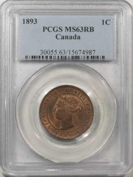 New Certified Coins CANADA 1893 CENT KM-7 – PCGS MS-63 RB, FRESH!