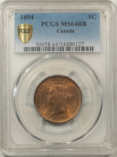 New Certified Coins CANADA 1894 CENT KM-7 – PCGS MS-64 RB, PREMIUM QUALITY AND NEAR RED!