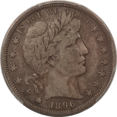 Barber Halves 1896-S BARBER HALF DOLLAR – PCGS VF-25, ORIGINAL KEY DATE!