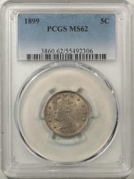 Liberty Nickels 1899 LIBERTY NICKEL – PCGS MS-62, NICE ORIGINAL