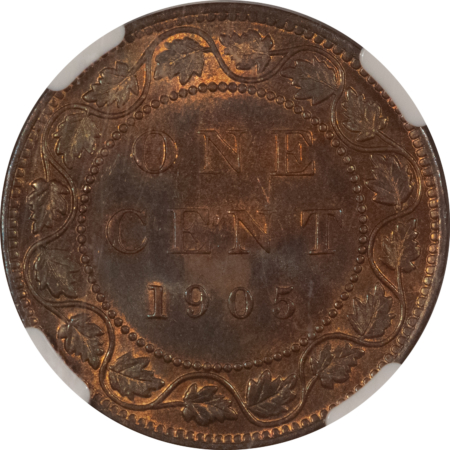 New Certified Coins CANADA 1905 LARGE CENT, KM-8 – NGC MS-63 BN