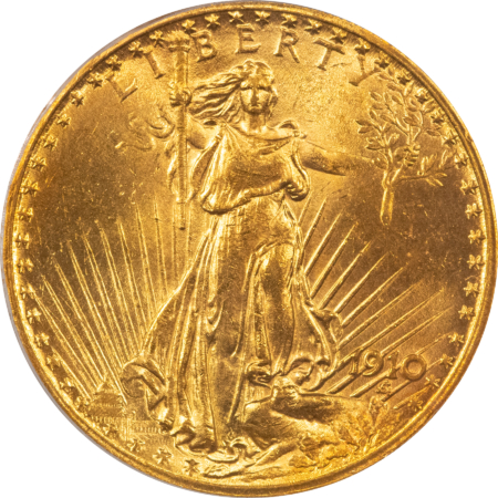 $20 1910 $20 ST GAUDENS GOLD DOUBLE EAGLE – PCGS MS-63, BETTER DATE!