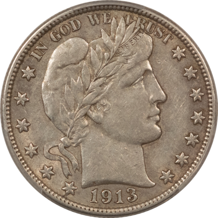 Barber Halves 1913 BARBER HALF DOLLAR – PCGS AU-50, KEY-DATE!
