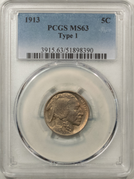 Buffalo Nickels 1913 BUFFALO NICKEL, TYPE 1 – PCGS MS-63