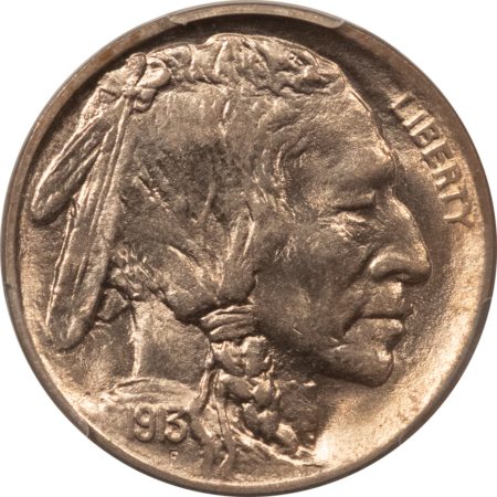 Buffalo Nickels 1913 BUFFALO NICKEL, TY 1 – PCGS MS-63, BLAZING LUSTER!