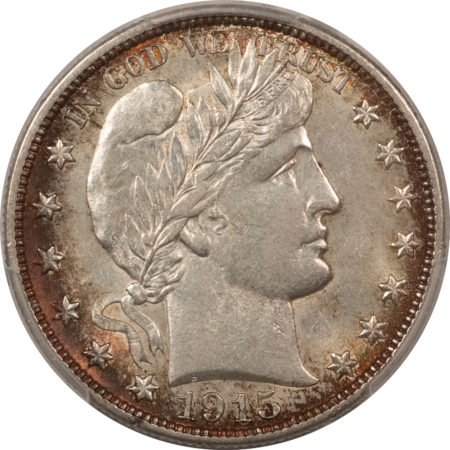 Barber Halves 1915 BARBER HALF DOLLAR – PCGS AU-58, TOUGH, KEY-DATE!