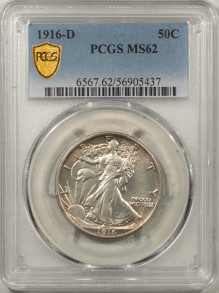 New Certified Coins 1916-D WALKING LIBERTY HALF DOLLAR – PCGS MS-62, SATINY WHITE!