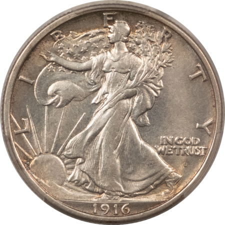 New Certified Coins 1916-D WALKING LIBERTY HALF DOLLAR – PCGS MS-62, SATINY WHITE!