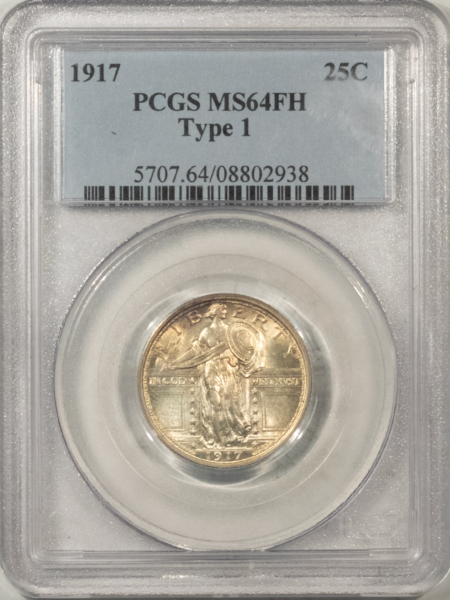 New Certified Coins 1917 STANDING LIBERTY QUARTER TY 1 PCGS MS-64 FH ORIGINAL WHITE PREMIUM QUALITY!