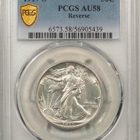 New Certified Coins 1917-S WALKING LIBERTY HALF DOLLAR, REVERSE – PCGS AU-58, FLASH WHITE!
