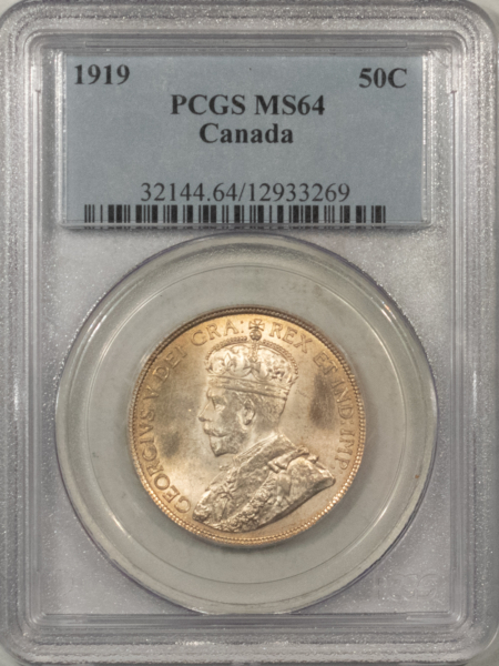 New Certified Coins CANADA 1919 FIFTY CENTS KM-25 – PCGS MS-64 FRESH PREMIUM QUALITY & REALLY TOUGH!