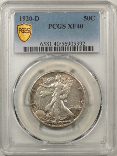 New Certified Coins 1920-D WALKING LIBERTY HALF DOLLAR – PCGS XF-40, TOUGH
