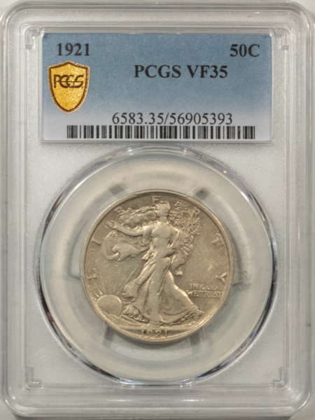 New Certified Coins 1921 WALKING LIBERTY HALF DOLLAR – PCGS VF-35, KEY-DATE!