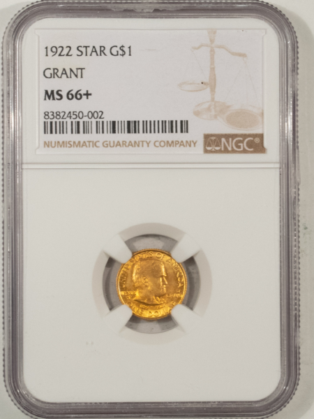 Gold 1922 GRANT STAR COMMEMORATIVE GOLD DOLLAR NGC MS-66+ REALLY PRETTY & PQ, SUPERB!