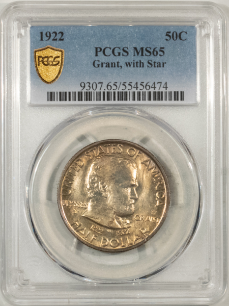 New Certified Coins 1922 GRANT W/STAR COMMEMORATIVE HALF DOLLAR – PCGS MS-65, REALLY PRETTY & PQ!