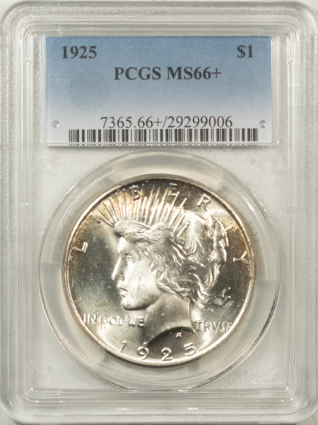 New Certified Coins 1925 $1 PEACE DOLLAR – PCGS MS-66+, BLAZING LUSTER & PRETTY!