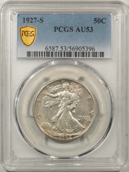 New Certified Coins 1927-S WALKING LIBERTY HALF DOLLAR – PCGS AU-53, FLASHY & TOUGH!