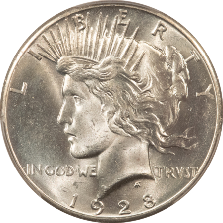 New Certified Coins 1928 $1 PEACE DOLLAR – PCGS MS-64, BLAZING WHITE, KEY-DATE!
