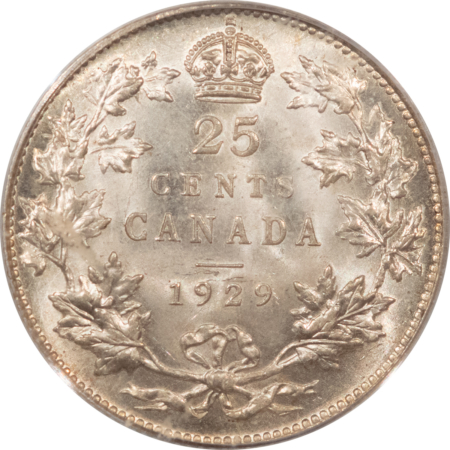 New Certified Coins CANADA 1929 TWENTY FIVE CENTS 25C, KM-24a – PCGS MS-64, FLASHY GEM, GEORGE V