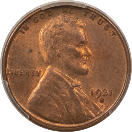 Lincoln Cents (Wheat) 1931-S LINCOLN CENT – PCGS MS-63 RB, CHOICE AND FRESH! KEY-DATE!