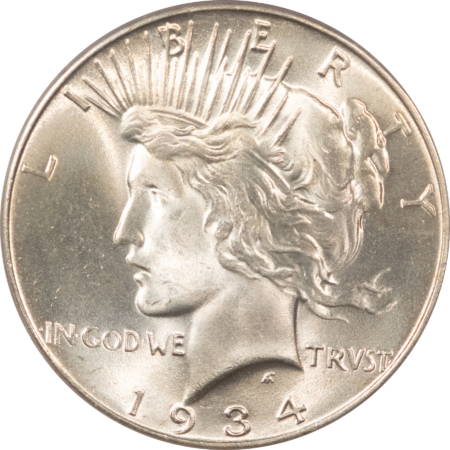CAC Approved Coins 1934 $1 PEACE DOLLAR – PCGS MS-64, LOOKS GEM! PREMIUM QUALITY & CAC APPROVED!