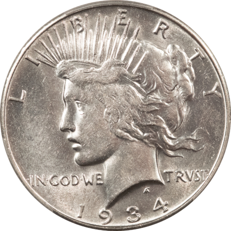New Certified Coins 1934-S $1 PEACE DOLLAR – PCGS AU-55, BLAZING WHITE! KEY-DATE!