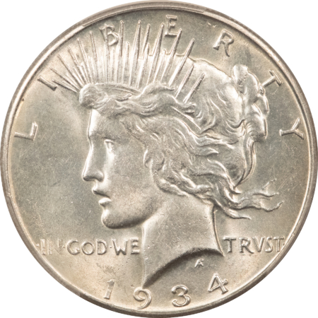 New Certified Coins 1934-S $1 PEACE DOLLAR – PCGS AU-58, LUSTROUS! KEY-DATE!