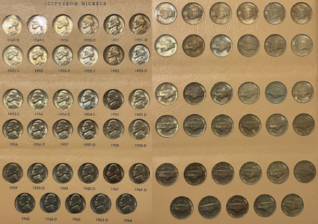 Jefferson Nickels 1938-2002 175 COIN JEFFERSON NICKEL COMPLETE SET CH-GEM BU W/68-02 PROOFS DANSCO