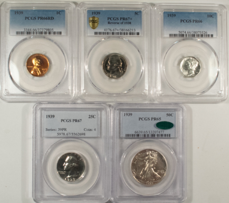 New Certified Coins SUPERB GEM 1939 PROOF SET, ALL PCGS GRADED, PR-65 TO 67-WELL-MATCHED & BRILLIANT
