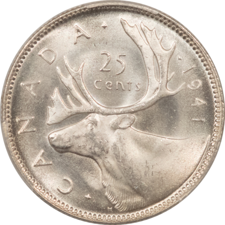 New Certified Coins CANADA 1941 GEORGE VI 25c, PCGS MS-65, A SNOW-WHITE BLAZER; GEM IN ALL REGARDS!